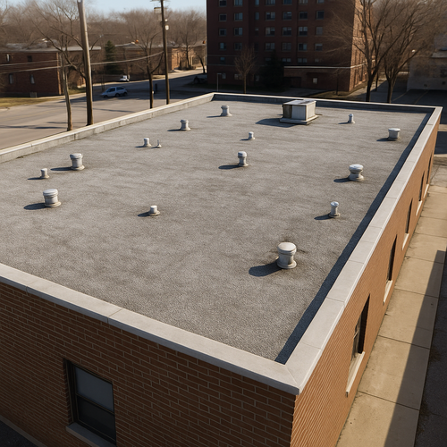 built up roofing on a commercial building