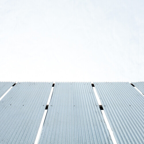 a corrugated metal industrial roof
